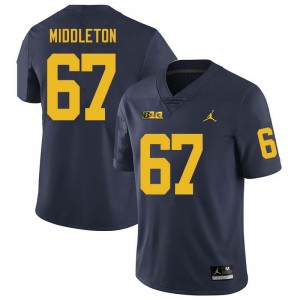 #67 Trent Middleton University of Michigan Navy Men's Jersey High School College Football 773756-524