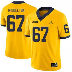 #67 Trent Middleton Michigan Yellow Men's Jerseys Limited College Football 410728-738