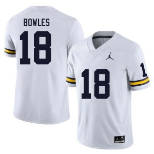 #18 Troy Bowles Michigan White Men Jerseys Official College Football 282277-394