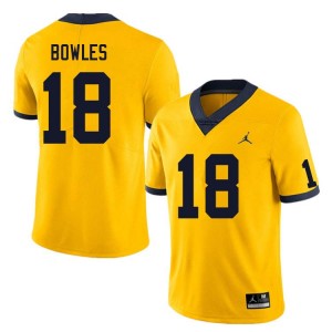 #18 Troy Bowles Michigan Yellow Men Jersey NCAA College Football 478576-409