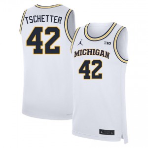 #42 Will Tschetter University of Michigan White Men's Jerseys Game College Basketball 364488-865