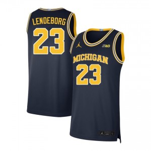 #23 Yaxel Lendeborg Wolverines Navy Men Jersey Replica College Basketball 791630-127