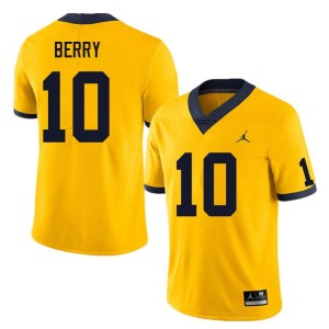 #10 Zeke Berry Michigan Yellow Mens Jerseys Embroidery College Football 834594-377
