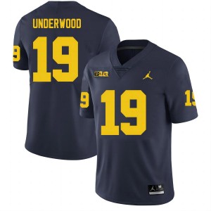 #19 Bryce Underwood Michigan Navy Men's Jersey University College Football 996391-705