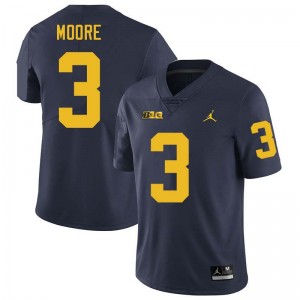 #3 Fredrick Moore Michigan Wolverines Navy Men Jerseys Replica College Football 465306-189