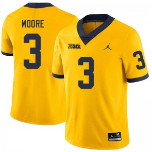 #3 Fredrick Moore Michigan Wolverines Yellow Mens Jerseys 2025-26 College Football 842242-579