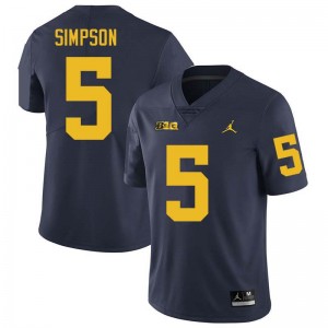 #5 Anthony Simpson Michigan Navy Men Jerseys Player College Football 938320-326