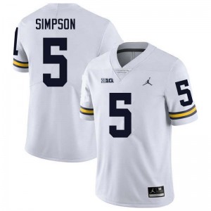 #5 Anthony Simpson Michigan Wolverines White Mens Jersey Stitched College Football 358279-748