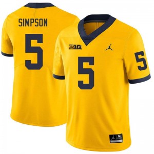 #5 Anthony Simpson Michigan Wolverines Yellow Men's Jerseys Stitched College Football 724892-711