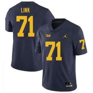 #71 Evan Link University of Michigan Navy Mens Jerseys Replica College Football 389531-836