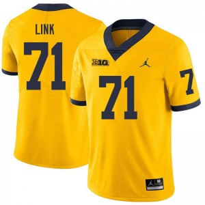 #71 Evan Link Michigan Yellow Mens Jerseys High School College Football 797502-123