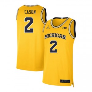 #2 L.J. Cason Michigan Maize Men Jersey Game College Basketball 467833-581