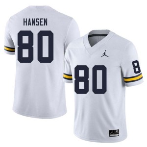 #80 Hogan Hansen Michigan Wolverines White Men Jerseys Game College Football 763450-727
