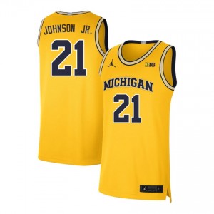 #21 Morez Johnson Jr. University of Michigan Maize Men's Jerseys Game College Basketball 991955-366
