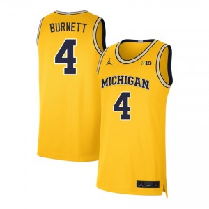 #4 Nimari Burnett Wolverines Maize Mens Jerseys NCAA College Basketball 717469-613