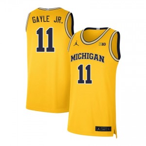 #11 Roddy Gayle Jr. Michigan Wolverines Maize Men Jerseys Embroidery College Basketball 624538-425