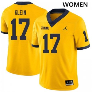 #17 Marlin Klein Michigan Yellow Womens Jerseys High School College Football 788676-251