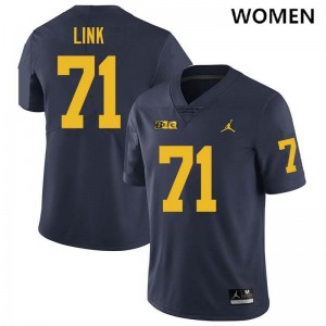 #71 Evan Link Michigan Navy Women Jerseys NCAA College Football 719787-470