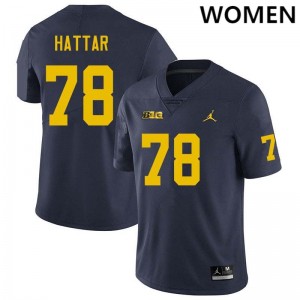#78 Lawrence Hattar Michigan Wolverines Navy Womens Jersey Embroidery College Football 847193-621