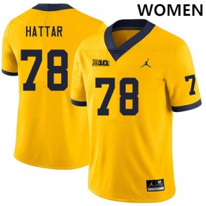 #78 Lawrence Hattar Michigan Wolverines Yellow Women Jerseys 2025 College Football 917815-379