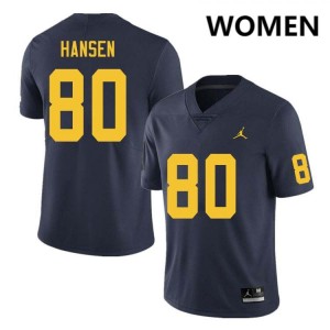 #80 Hogan Hansen Michigan Wolverines Navy Women's Jersey NCAA College Football 374762-376