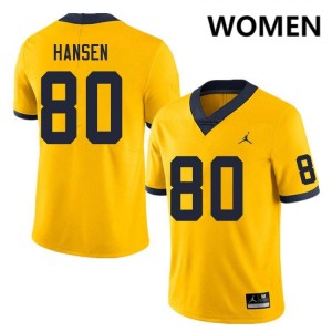#80 Hogan Hansen Michigan Yellow Women's Jersey 2025-26 College Football 722912-209