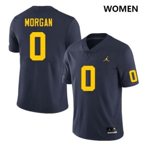 #0 Semaj Morgan Wolverines Navy Womens Jerseys NCAA College Football 586477-569