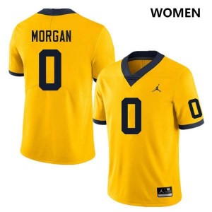 #0 Semaj Morgan University of Michigan Yellow Women Jerseys High School College Football 783221-179