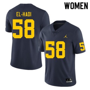 #58 Giovanni El-Hadi Wolverines Navy Womens Jerseys Game College Football 969441-371