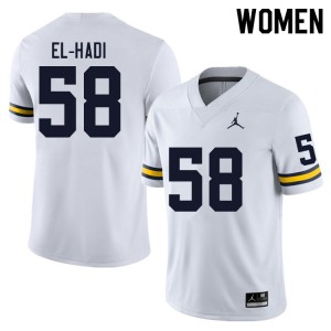 #58 Giovanni El-Hadi Michigan White Women Jerseys University College Football 354564-187