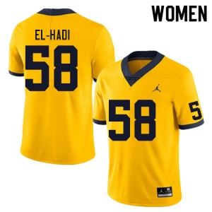 #58 Giovanni El-Hadi University of Michigan Yellow Women's Jersey University College Football 384364-819