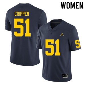 #51 Greg Crippen Michigan Navy Women Jersey Game College Football 296310-304