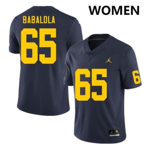 #65 Andrew Babalola Michigan Navy Women Jersey Limited College Football 819244-960