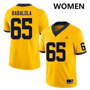 #65 Andrew Babalola Michigan Yellow Womens Jerseys Official College Football 889446-200