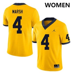 #4 Andrew Marsh Michigan Yellow Womens Jersey High School College Football 942176-134