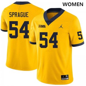 #54 Andrew Sprague Michigan Wolverines Yellow Women Jerseys 2025-26 College Football 585742-752