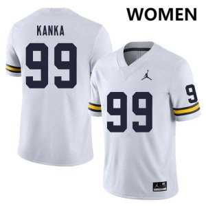 #99 Bobby Kanka Michigan White Women Jersey 2025-26 College Football 505719-373