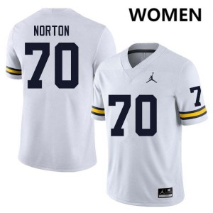 #70 Brady Norton Michigan Wolverines White Womens Jerseys 2025 College Football 820246-310