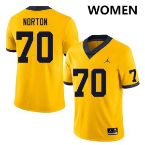 #70 Brady Norton Wolverines Yellow Women Jersey Player College Football 273914-959