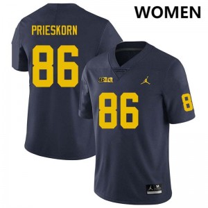 #86 Brady Prieskorn Michigan Navy Womens Jersey NCAA College Football 810218-877