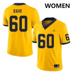 #60 Brooks Bahr Wolverines Yellow Womens Jerseys Official College Football 877461-992