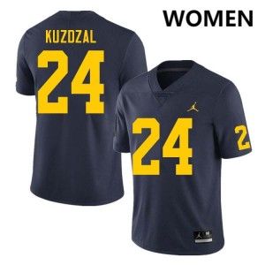 #24 Bryson Kuzdzal University of Michigan Navy Womens Jerseys Stitched College Football 836919-893