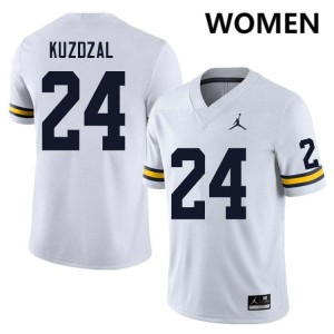 #24 Bryson Kuzdzal Michigan White Womens Jerseys Player College Football 504104-561