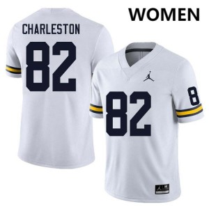 #82 C.J. Charleston Michigan White Womens Jerseys Game College Football 829364-483