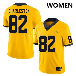 #82 C.J. Charleston University of Michigan Yellow Women's Jerseys High School College Football 951164-237