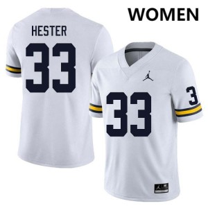 #33 CJ Hester Michigan Wolverines White Women's Jersey 2025-26 College Football 647520-481