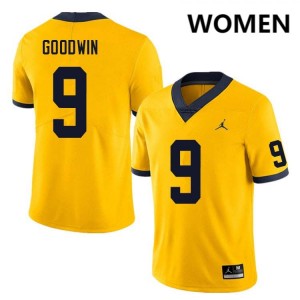 #9 Channing Goodwin Michigan Yellow Womens Jersey High School College Football 921118-870