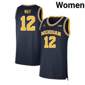 #12 Charlie May Wolverines Navy Womens Jersey Replica College Basketball 172830-592