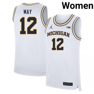 #12 Charlie May University of Michigan White Womens Jersey University College Basketball 308699-673