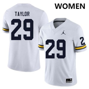 #29 Chase Taylor Michigan White Women Jersey Official College Football 364695-834